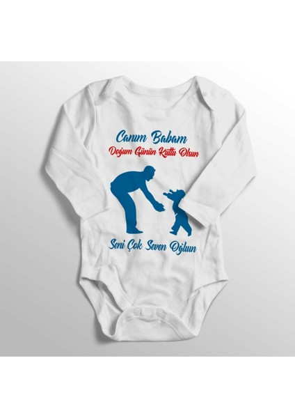 Erkek Bebek Beyaz Doğum Günü Seni Çok Seven Oğlun Baskılı Zıbın 62