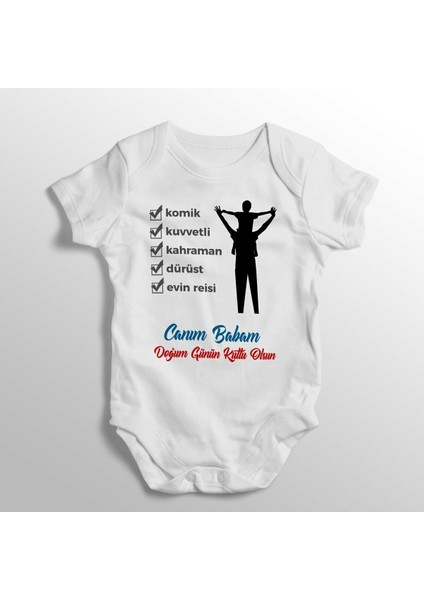 Canım Babam Doğum Günün Kutlu Olsun Yazılı Baskılı Bebek Zıbını