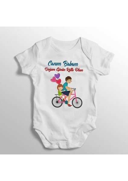 Canım Babam Doğum Günün Kutlu Olsun Yazılı Baskılı Bebek Zıbını