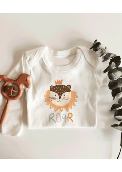 Roar Aslan Desenli Uzun Kol Çıtçıtlı Organik Bebek Body