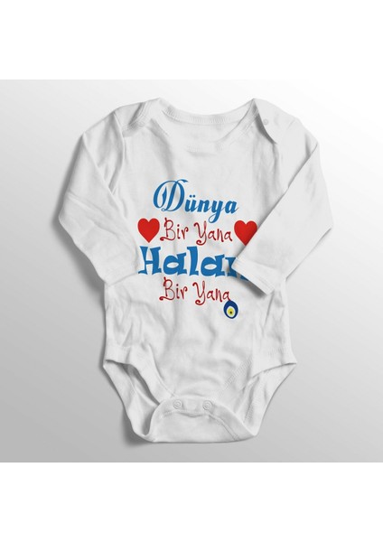 Dünya Bir Yana Halam Bir Yana Baskılı Bebek Zıbını Body