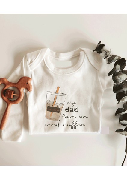 My Dad Love An Coffee Uzun Kol Çıtçıtlı Organik Bebek Body