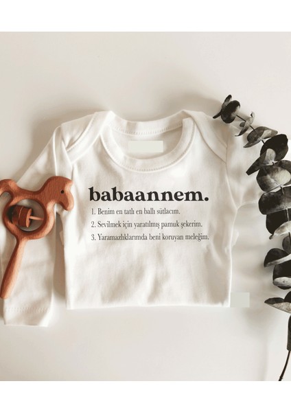 Babaannem Anlamı Uzun Kol Çıtçıtlı Organik Bebek Body