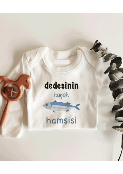 Dedesinin Hamsisi Uzun Kol Çıtçıtlı Organik Bebek Body