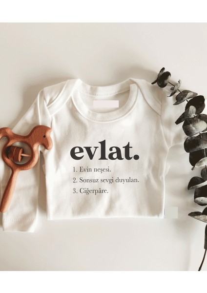 Evlat Anlamı Uzun Kol Çıtçıtlı Organik Bebek Body