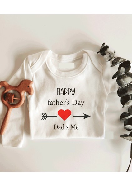 Happy Father's Day Uzun Kol Çıtçıtlı Organik Bebek Body