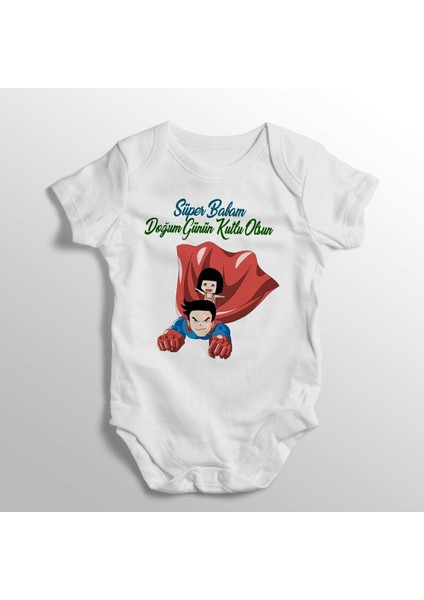 Süper Babam Doğum Günün Kutlu Olsun Yazılı Baskılı Bebek Zıbını