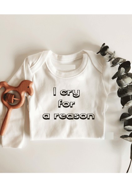 I Cry For A Reason Uzun Kol Çıtçıtlı Organik Bebek Body