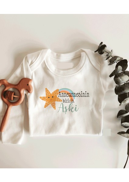 Anneannesinin Biricik Aşkı Uzun Kol Çıtçıtlı Organik Bebek Body