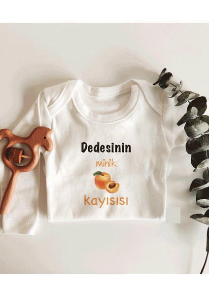 Dedesinin Minik Kayısısı Yazılı Uzun Kol Organik Bebek Body