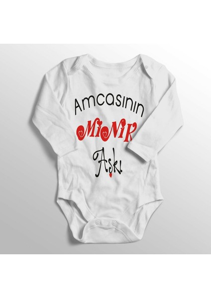 Unisex Bebek Beyaz Amcasının Minik Aşkı Baskılı Zıbın