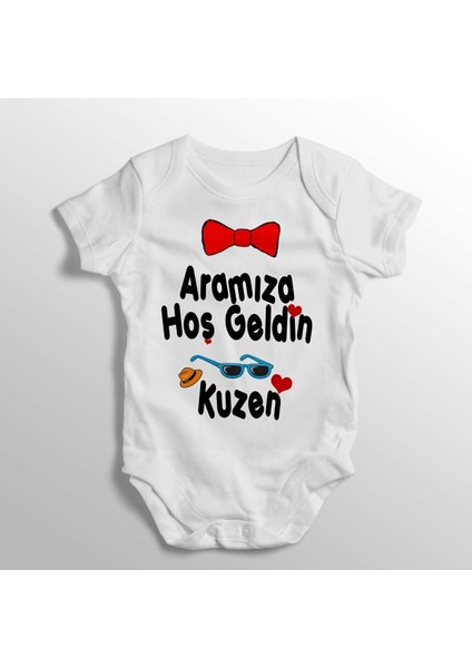 Aramıza Hoş Geldin Kuzen Yazılı Baskılı Bebek Zıbını