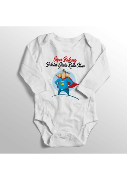 Bebek Beyaz Süper Babamız Babaya Hediye Babalar Günü Zıbın