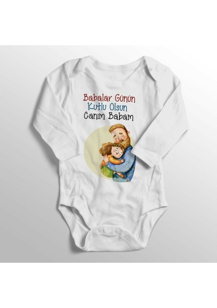 Kız Bebek Beyaz Babalar Günün Kutlu Olsun Baskılı Zıbın