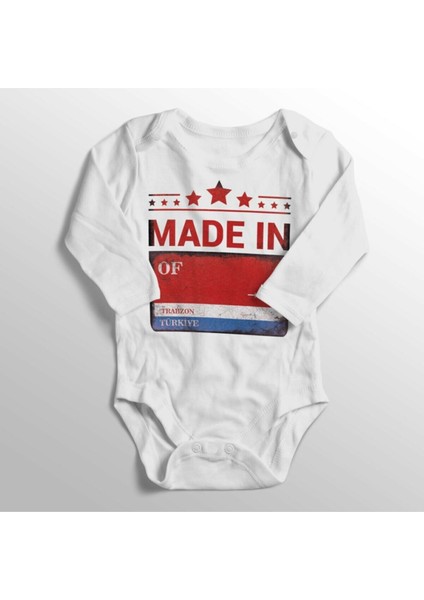 Unisex Bebek Beyaz Trabzon Of Sokak Tabelası Baskılı Zıbın