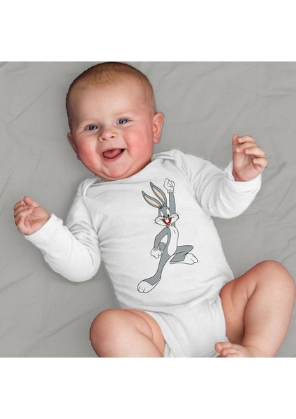 Bebek Beyaz Bugs Bunny Tasarım Zıbını