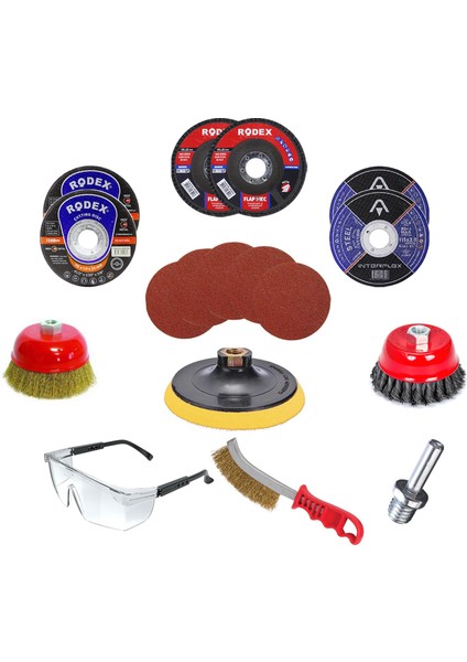37 Parça 16 Parça Spiral Avuç Içi Taşlama 115 Mm Cırt El Zımpara Kağıdı Ucu Inox Metal Kesici Kesme Flap Disk Tel Fırça