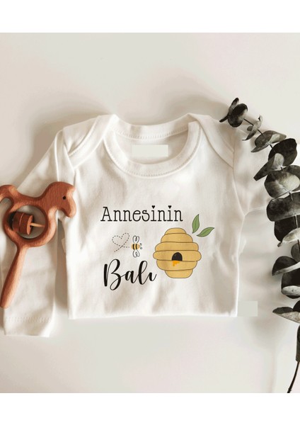 Annesinin Balı Uzun Kol Çıtçıtlı Organik Bebek Body