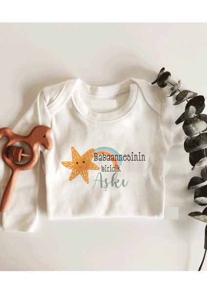 Babaannesinin Biricik Aşkı Uzun Kol Çıtçıtlı Organik Bebek Body