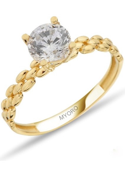 8 Ayar Altın Tektaş Yüzük