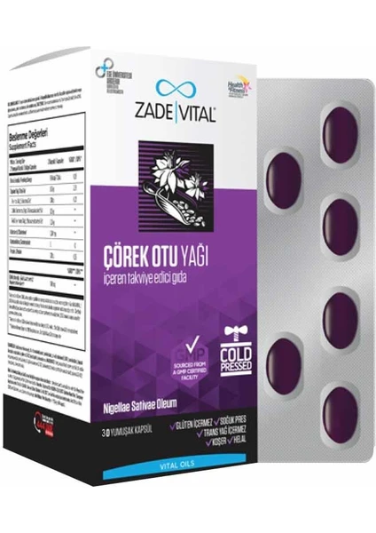 Zade Vital Çörek Otu Yağı 30 Yumuşak Kapsül