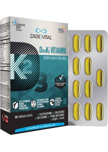 D3 + K2 Vitamini Içeren Takviye Edici Gıda 30 Yumuşak Kapsül