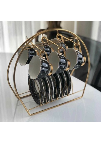 Yuvarlak Metal Gümüş Krom Ekmeklik Siyah Kumaş Lux Dekoratif Ekmek Sepeti