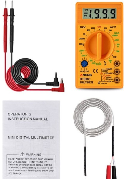 Sarı DT838 Dijital Multimetre Test Cihazı Ac / Dc Gerilim Akım Direnci Sıcaklık Test Metre (Yurt Dışından)