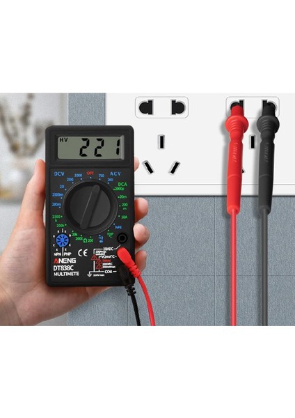 Sarı DT838 Dijital Multimetre Test Cihazı Ac / Dc Gerilim Akım Direnci Sıcaklık Test Metre (Yurt Dışından)