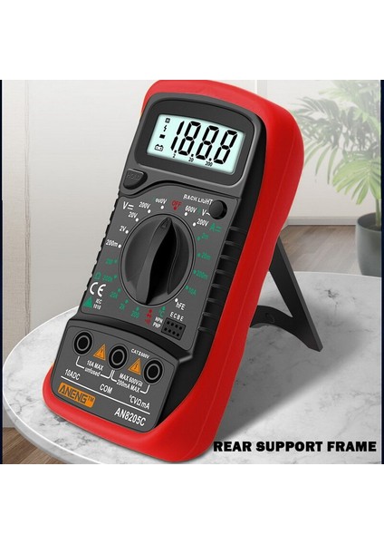 AN8205C Kırmızı Taşınabilir Elektrik Dijital Multimetre Arka Işık Ac Dc Ampermetre Voltmetre Ohm Teste (Yurt Dışından)