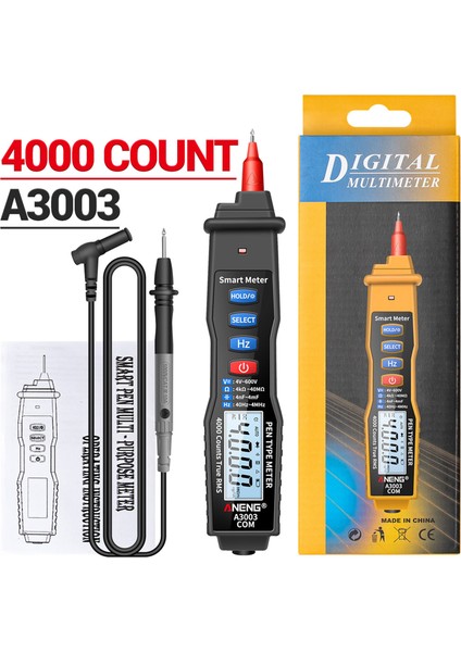 Gösterildiği Gibi A3003 Dijital Multimetre Kalem 4000 Iletişim Yapmaz Acv / Dcv Elektrikli El Test Cihazı (Yurt Dışından)