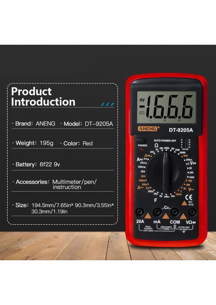 Kırmızı DT-9205A Dijital Voltmetre Akım Gerilim Ölçer Direnç Test Cihazı (Yurt Dışından) fırsatları