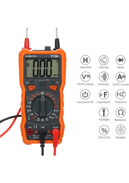 RM113A Ncv Dijital Multimetre 2000 Sayım Hfe Ac / Dc Gerilim Ölçüm Ölçer Magnetik Emme (Yurt Dışından)