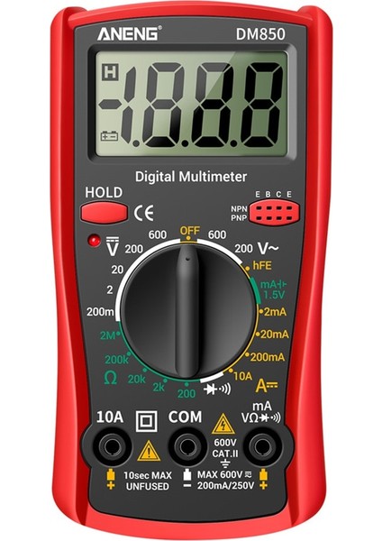 Kırmızı DM850 2000 Sayar Akıllı Yüksek Hassas LCD Dijital Multimetre Taşınabilir Ac Dc Tester Volt (Yurt Dışından)