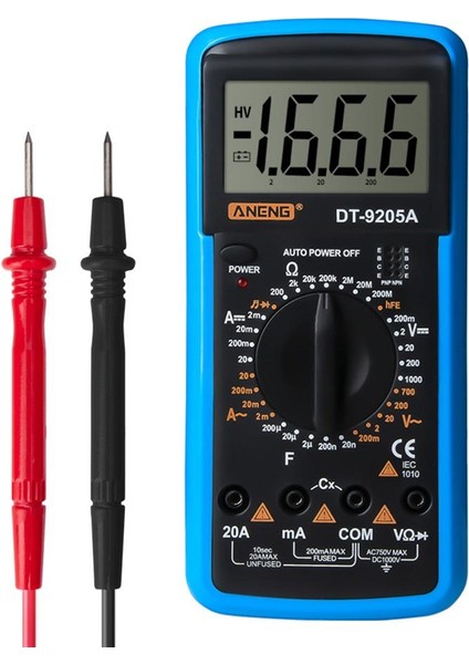 Mavi Multimetre Dijital Voltmetre Ohmmeter Akım Gerilim Ölçer Direnç Test Cihazı Ampermetre Dayanıklı Kapasite Testi (Yurt Dışından)