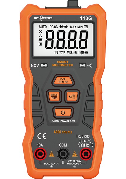 113G Turuncu Dijital Multimetre 6000 Test Cihazı Profesyonel Ncv Gerçek Rms 100MF Kapasitans (Yurt Dışından)