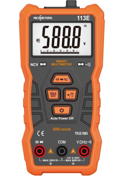 113G Turuncu Dijital Multimetre 6000 Test Cihazı Profesyonel Ncv Gerçek Rms 100MF Kapasitans (Yurt Dışından)