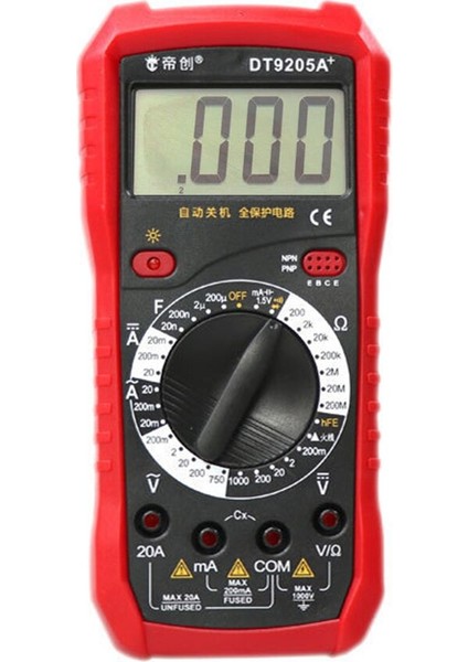 9205A Multimetre Akıllı Multimetre Dijital Elektrikçi Dijital Ekran Ac ve Dc Taşınabilir (Yurt Dışından)