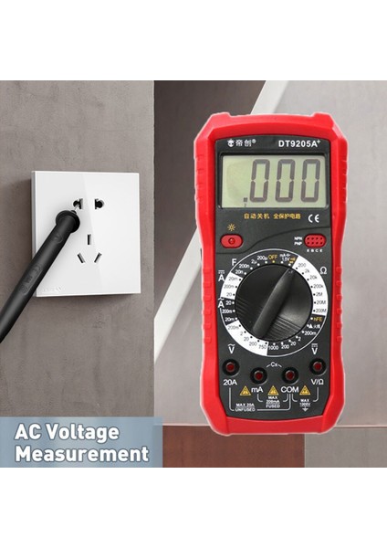 9205A Multimetre Akıllı Multimetre Dijital Elektrikçi Dijital Ekran Ac ve Dc Taşınabilir (Yurt Dışından)