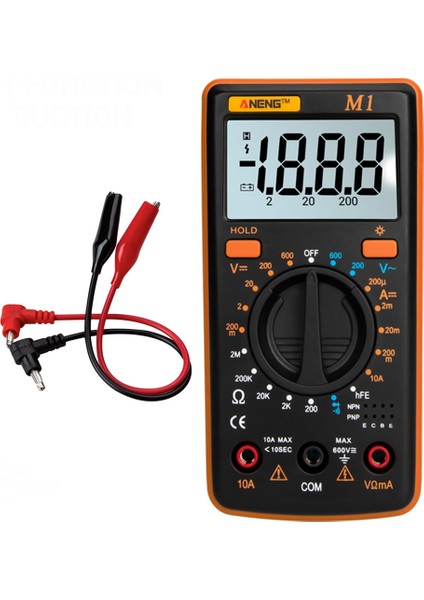 M1 Turuncu Dijital Multimetre Gerçek Rms Ac / Dc Gerilim Akım Ölçer Ncv Ohm Pik Test Cihazı (Yurt Dışından)