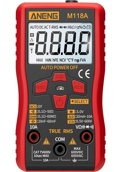 Dijital Multimetre Ac / Dc Gerilim Akım Ölçer Ncv Tester Metre Kapasite Ölçer Akıllı Otomatik (Yurt Dışından)