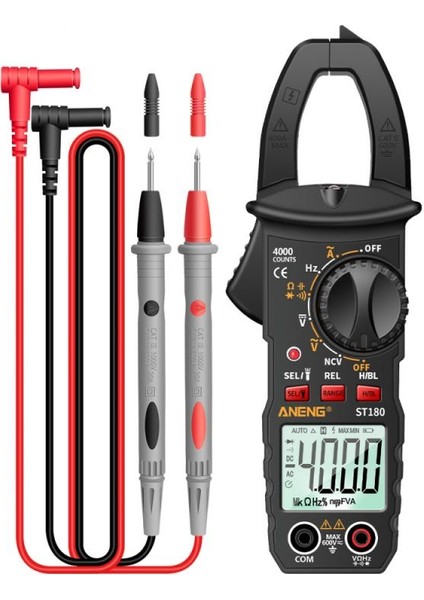 Siyah Dijital Kelepçe Ölçer Multimetre ST180 4000 Sayı Otomatik Ac / Dc Akım Ampermetre Gerilim Teste (Yurt Dışından)
