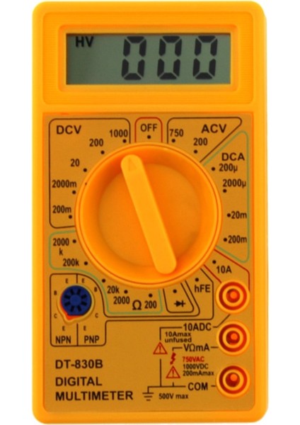Sarı DT-830B LCD Dijital Multimetre Ac Dc 750 1000 V Voltmetre Ampermetre Ohm Tester Metre (Yurt Dışından)