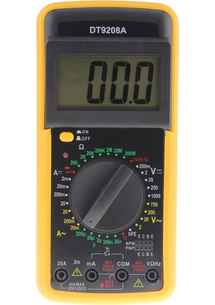Sarı DT9208A Profesyonel LCD Dijital Multimetre Elektrikli El Ampermetre Voltmetre Dayanımı (Yurt Dışından)