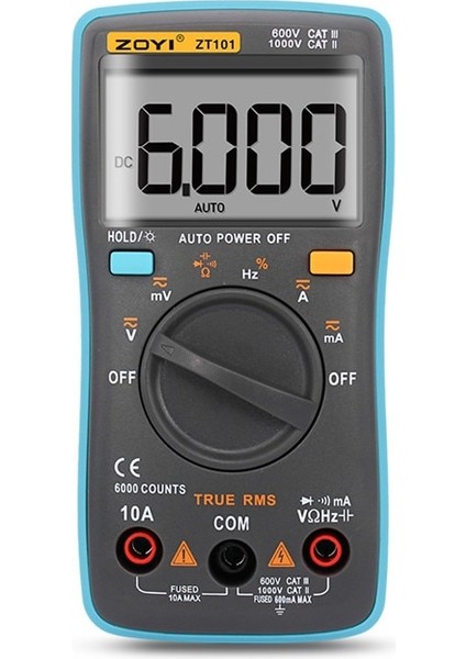 ZT101 Dijital Oto Aralığı Taşınabilir Multimetre 6000 Arka Işık Ampermetre Voltmetre Ohm Metre Sayımı (Yurt Dışından)