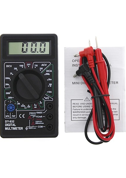 Siyah Yeni Profesyonel DT832 Dijital Multimetre LCD Dc Ac Voltmetre Ampermetre Ohm Test Cihazı (Yurt Dışından)