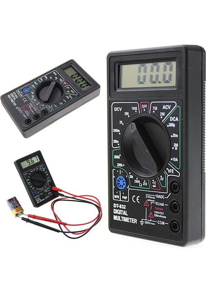 Siyah Yeni Profesyonel DT832 Dijital Multimetre LCD Dc Ac Voltmetre Ampermetre Ohm Test Cihazı (Yurt Dışından)