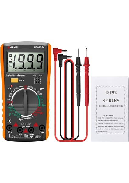 Turuncu AN9205A Ac Dc Dijital Multimetre Test Voltmetre Dayanımı Kapasitans LCD Ekran 2000 (Yurt Dışından)