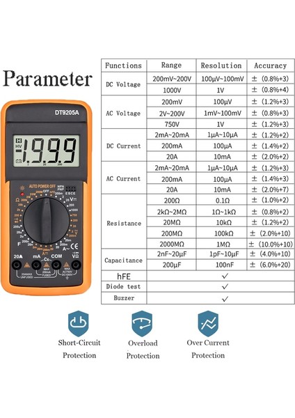 Pembe Multimetre Dijital Dmm Ac Dc Gerilim Akım Ohm Kapasitans Hfe Taşınabilir Ampermetre (Yurt Dışından)