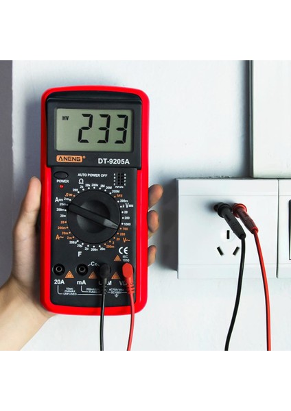 Sarı DT-9205A Dijital Multimetre Profesyonel Kapasitör Test Cihazı LCD Ekran Dijital Multimetre (Yurt Dışından)